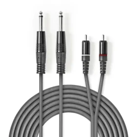 Nedis Stereo Audio kabel 2x jack 6.35 mm (M) - 2x RCA (M) 3.00 m tmavě šedá (COTH23320GY30)