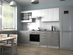 FRONTI Kuchyňská linka PAMELA 240x180 - Bílá + beton