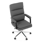 Židle kancelářská, šedá ekokůže, kříž kov chromový, houpací mechanismus, čalouněné područky