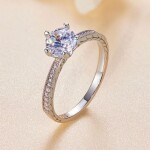 Stříbrný prsten Yara 1 ct MOISSANITE + CERTIFIKÁT, 54 Stříbrná certifikát GRA, hadřík na čištění stříbra, dárková krabička