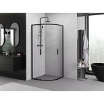 MEXEN/S - Exo čtvrtkruhový posuvný sprchový kout 80 x 80, transparent, černá 8132-080-080-70-00