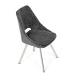 Židle jídelní, šedá látka, kovové nohy, broušená nerez.