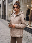 Dámská prošívaná přechodová bunda s kapucí v barvě kamelové, FashionStreet TY5799 S