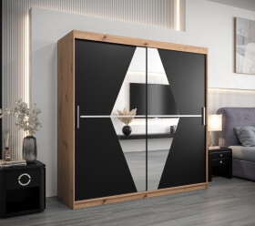 Šatní skříň Abi Bo Barva korpusu: Dub artisan, Rozměry: 200 cm, Dveře: Černá