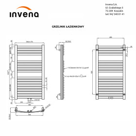 INVENA - Koupelnový radiátor 540 x 1000, grafit UG-02-100-A