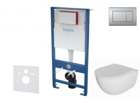 Kielle - Genesis Set předstěnové instalace, klozetu Oudee, sedátka softclose a tlačítka Gemini III, matný chrom 30505SS70