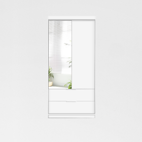 Šatní skříň Majorka Barva korpusu: Bílá, Rozměry: 105 cm, Dveře: Bílá + zrcadlo