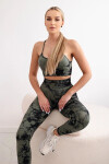 Dámské fitness set top + push up legíny - khaki Velikost: S / M