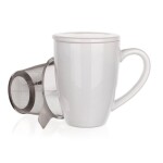Banquet Keramický hrnek s víčkem a nerezovým sítkem BONNET 350 ml bílý