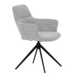 Židle jídelní, šedá látka, 360° vratný mechanismus, černý kov