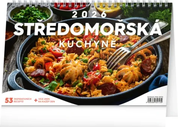 NOTIQUE Stolní kalendář Středomořská kuchyně 2026, 23,1 x 14,5 cm (PGS-35713)