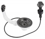 Bruckner - Dřezová výpust 6/4", s přepadem a ovládáním, nerez/gun metal 155.122.6