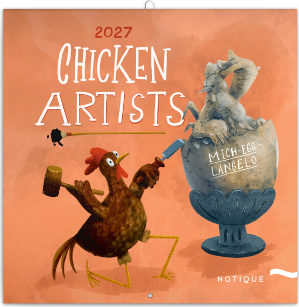 NOTIQUE Poznámkový kalendář Chicken Artists 2027, 30 x 30 cm