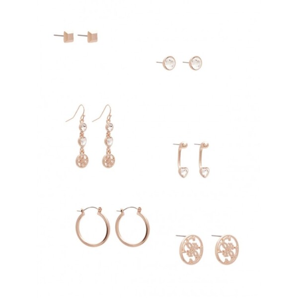 GUESS náušnice Kandence Rose Gold-Tone Stud Earrings Set Růžovozlatá