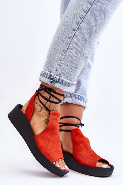 Semišové sandály na klínku Nicole 2743 oranžová 39