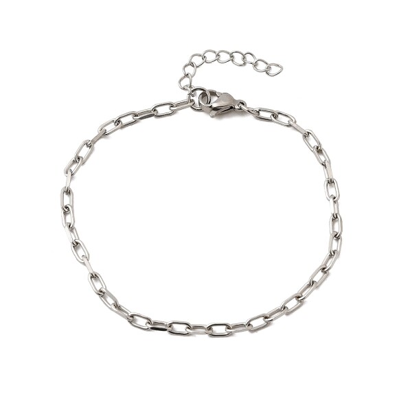 Náramek z nerezové oceli - paperclip chain - platinový - 1 ks