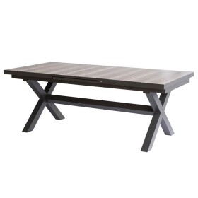 Stůl zahradní rozkládací, keramická deska v dekoru dub 200+60x100x77 cm, hliníková konstrukce