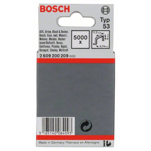 Bosch Accessories 2609200209 svorky z jemného drátu Typ 53 5000 ks Rozměry (d x š) 6 mm x 11.4 mm - Bosch typ 53