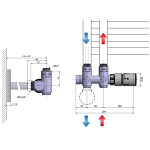 SAPHO - TWIN COMBI připojovací sada ventilů termostatická pro středové připojení, pravá, nerez mat CP5510S