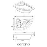 CERANO - Vana akrylátová Leona - asymetrická - levá - bílá - 150x99,5x42 CER-095238
