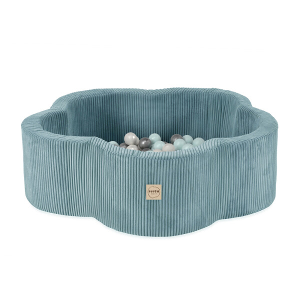 PLUSH NEST PLUSH NEST Suchý bazén Květinová zóna 95 × 30 cm, prémiový manšestr, modrý s 200 míčky