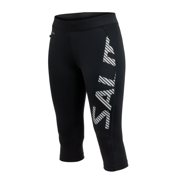 Běžecké 3/4 kalhoty SALMING Run Capri Logo Tights - Black/Silver Reflective Velikost textilu: XS