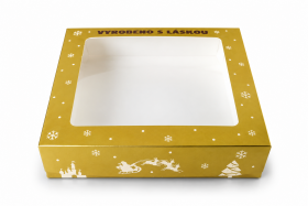 Cake star vánoční krabice zlato-bílá s laminací S 20x20x5cm