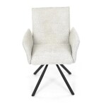 Židle jídelní, krémová látka, černý kov, otočný mechanismus 90°/90° (L/P) - funkce reset