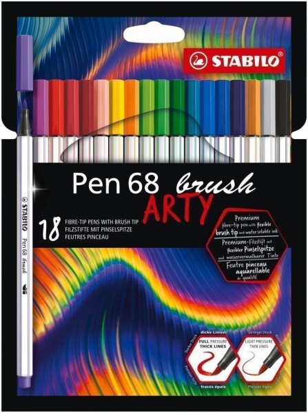 Fixa STABILO Pen 68 brush sada 18 ks v pouzdruARTY