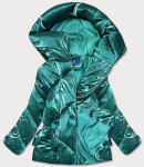 Zelená metalická krátká dámská zimní bunda puffer (omdl-022) odstíny zelené S (36)