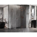 MEXEN/S - Lunar L sprchový kout dveře křídlové pravá 85 x 70, transparent, růžové zlato 834L-085-070-60-00-P