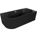 MEXEN/S - Gia volně stojící rohová vana reliéf pravá 170 x 80, černá mat, sifon a přepad zlatá kartáčovaná 52701708071P-55