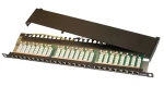 XtendLan Patch panel 19" / 0,5U / 24 portů RJ-45 / Cat6 / stíněný / černý (XL-PP19-24C6S-U)