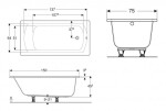 GEBERIT - Perfect Vana 150x75 cm, včetně nožiček, bílá 554.071.01.1