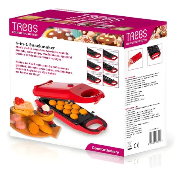 Trebs 99356 Comfortcook 6 v 1 / Vaflovač / 6 tvarovacích vložek / nepřilnavý povrh (99356)