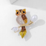 Exkluzivní brož Swarovski Elements Sabina - sova, Zlatá