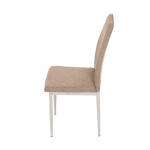 Židle jídelní, béžová látka, šedé kovové nohy