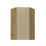Horní rohová skříňka Artisan 60x60 GN-108 1F (45°) Barva korpusu: Dub artisan, Barva dvířek: Bílý lesk