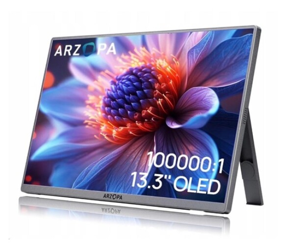 Arzopa A3C Pro Portable Monitor 13.3" OLED Full HD 1080p Metal Housing Přenosný monitor + pouzdro, šedý EDF_14049254