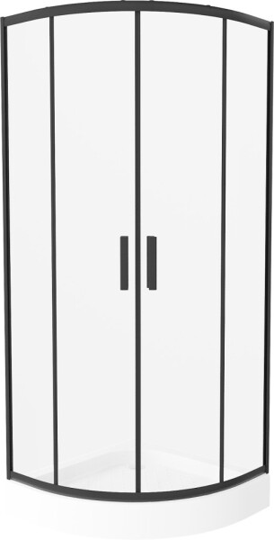 MEXEN/S - Rio čtvrtkruhový sprchový kout 90 x 90, transparent, černá + vanička Rio 863-090-090-70-00-4710