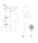 Kielle - Oudee Termostatická vanová baterie s příslušenstvím, chrom 10302SNT10