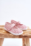 Dětské balerínky na suchý zip v potisku růžové Selah 20