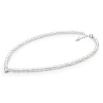 Perlový náhrdelník se zirkonem - stříbro 925/1000, sladkovodní perla, 38 cm + 3 cm (prodloužení) Bílá