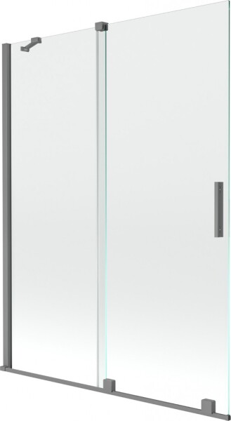 MEXEN/S - Velar dvoukřídlá posuvná vanová zástěna 130 x 150, transparent, grafit metal 896-130-000-01-95