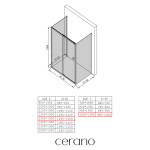 CERANO - Třístěnný sprchový kout Varone POINT U L/P - 6 mm - černá matná, transparentní sklo - 130x100x195 - posuvný CER-DY505B-90-204