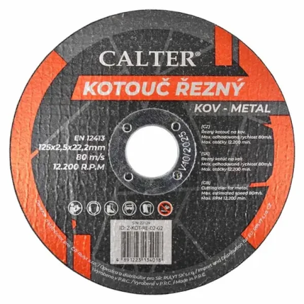 RULYT CALTER / Řezný kotouč / Průměr 125x22,2 mm / Šířka 2,5 mm
