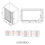 CERANO - Sprchové křídlové dveře Antelo s pevnou částí L/P - 6 mm - černá matná, transparentní sklo - 120(80+40)x190 CER-435701