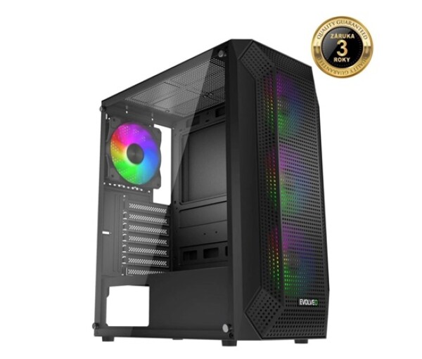 EVOLVEO Xenon, skříň ATX, 4x ARGB ventilátor 120mm, přední panel airflow mesh, černá EDF_547255