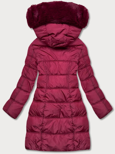 Péřová dámská zimní bunda ve vínové bordó barvě (2M-051) odstíny červené S (36)