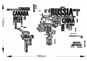 Samolepka Mapa světa Velikost: 190 X 116 cm